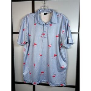 Golf Gods Australia Flamingo Performance Golf Polo Shirt Mens S Blue Cool Tech‎